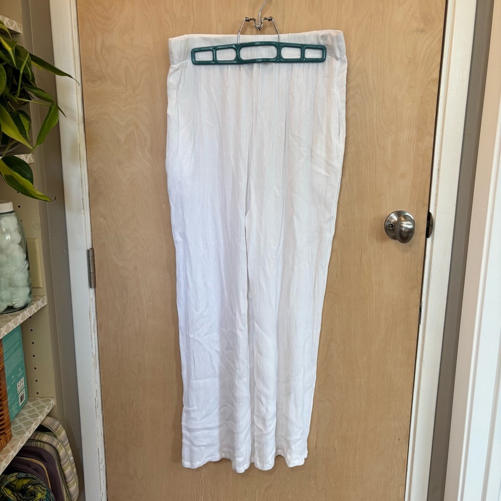 Made by Johnny White Wide Leg Crepe Pant Size XL Festival Resort Gauzy Feminine - Picture 2 of 9